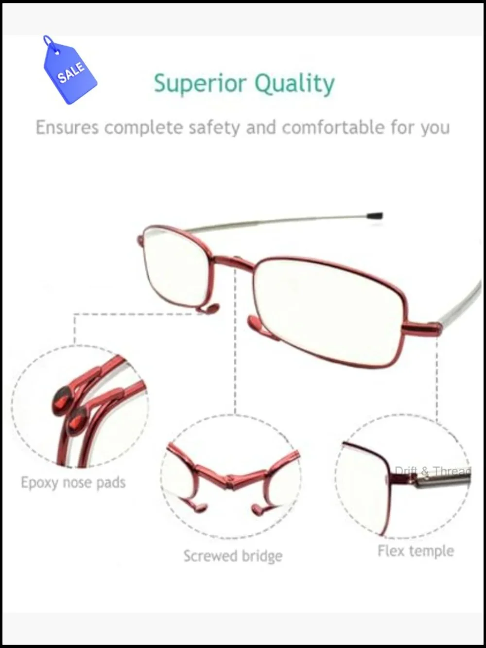 Blue Light Blocking Reading Glasses - Spring Hinge Foldable Computer Readers
